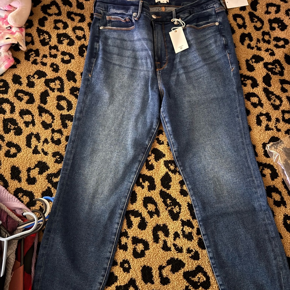 Good American Dark Blue Straight Leg Jeans
